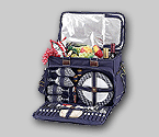 Picnic at Ascot Picnic Cooler for Four - Navy Blue/Gingham Napkins