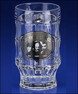 Photo of Three Stooges Silver Logo Glass Beer Mug