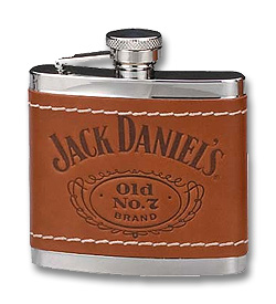 Photo of Jack Daniel's Leather Cover Stainless Steel Liquor Flask - 4 oz.