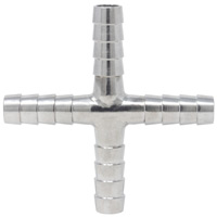Set of 10 Stainless Steel Cross Fittings for 5/16 Inch ID Tubing