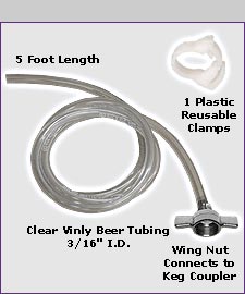 Photo of 5 Feet of 3/16 Inch I.d. Beer Line Assembly with Wingnut