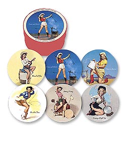 Photo of Classic Western Pin-ups Coaster Set Hatboxed Set of Six