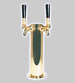 Photo of D4743DT-PVDKR PVD Brass Glycol Cooled Dual Faucet Draft Beer Tower - 3 Inch Column