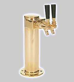 Photo of D4743SGBR Polished Brass Air Cooled Dual Faucet Shotgun Style Beer Tower- 3 Inch Column