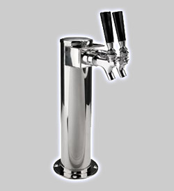 Photo of D4743SGPSS Polished Stainless Steel Dual Faucet Draft Beer Tower - 3 Inch Column