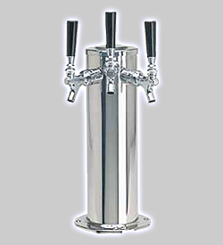 Photo of DS-143-PSSKR Polished Stainless Steel Glycol Cooled Triple Faucet Draft Beer Tower - 4 Inch Column