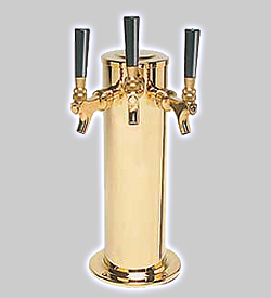 Photo of DS-243-PVDKR PVD Brass Glycol Cooled Triple Faucet Draft Beer Tower - 4 Inch Column