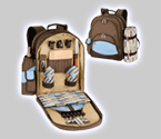 Picnic Time Avalon Deluxe Driftwood Picnic Backpack w/Sunshine Blanket Tote