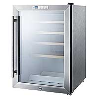 Summit SWC1530 28-Bottle Built-in Wine Cooler Refrigerator with Stainless Steel Door Trim
