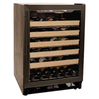 50 Bottle Black Built-in Wine Refrigerator