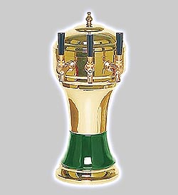 Photo of CT900-3BR Zeus Ceramic 3-Faucet Draft Beer Tower - Green w/ Brass Finish