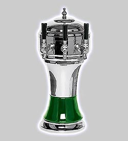 Photo of CT900-3CH Zeus Ceramic 3-Faucet Draft Beer Tower - Green w/ Chrome Finish