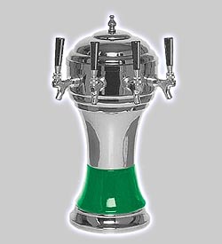 Photo of CT900-4CH Zeus Ceramic 4-Faucet Draft Beer Tower - Green w/ Chrome Finish