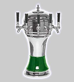 Photo of CT900-5CH Zeus Ceramic 5-Faucet Draft Beer Tower - Green w/ Chrome Finish