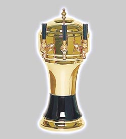 Photo of CT902-3BR Zeus Ceramic 3-Faucet Draft Beer Tower - Black w/ Brass Finish