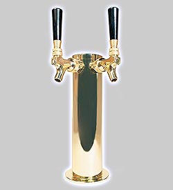 Photo of D4743DT-PVD Polished PVD Brass Dual Faucet Draft Beer Tower - 3 Inch Column
