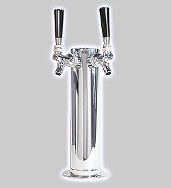 Photo of D4743DT Polished Stainless Steel Dual Faucet Draft Beer Tower - 3 Inch Column