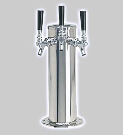 Photo of DS-143-PSS Polished Stainless Steel Triple Faucet Draft Beer Tower - 4 Inch Column