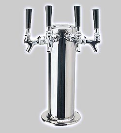 Photo of DS-144-PSS Polished Stainless Steel 4 Faucet Draft Beer Tower - 4 Inch Column