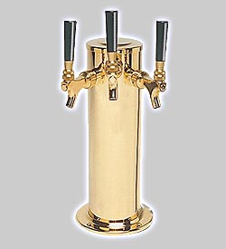 Photo of DS-243-PVD Polished PVD Brass Triple Faucet Draft Beer Tower - 4 Inch Column