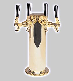 Photo of DS-244-PVD Polished PVD Brass 4 Faucet Draft Beer Tower - 4 Inch Column
