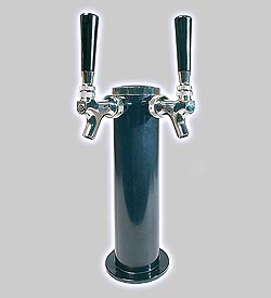 Photo of DS-432-211 Black ABS Plastic Dual Faucet Draft Beer Tower - 3 Inch Column