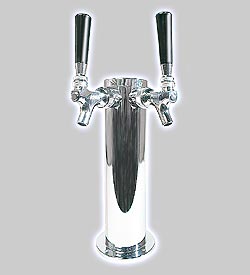 Photo of D4743DT Chrome Plated Metal Dual Faucet Draft Beer Tower - 3 Inch Column