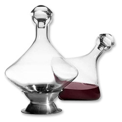 Orbital Wine Decanter w/ Brushed Stainless Steel Base & Crystal Stopper