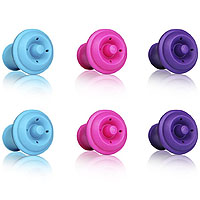 Wine Saver Extra Stoppers (Set of 6) - Pink/Purple/Blue