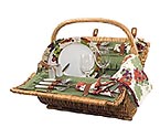 Barrel Willow Picnic Basket - Hunter Green Lining w/ Purple Grape Linens