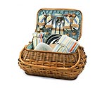 Aviva St. Tropez Rattan & Bamboo Picnic Basket with Service for 4