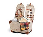 Pioneer Canvas & Rattan Picnic Basket - Natural w/ Burgundy Plaid Linens