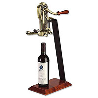 Antique Bronze Legacy Corkscrew Wine Opener on Birch Stand