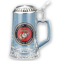 US Marines Glass Beer Stein