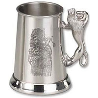 Scottish Piper Beer Tankard with Lion Handle