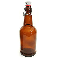EZ Cap 1 Liter Flip-Top Home Brew Beer Bottles - Amber (Case of 12)