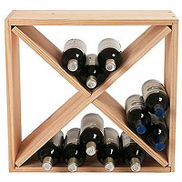 24 Bottle Solid Pine Compact Cube Wine Rack