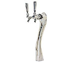 Chrome Plated Metal Double Faucet 3-Inch Diameter Column Beer Tower