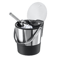 Double Wall Ice Bucket with Flip Top Lid and Stainless Steel Ice Scoop
