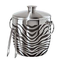 Oggi 7401 Stainless Steel Zebra Double Wall Ice Bucket with Tongs