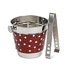 Alluring Red Mosaic Ice Bucket w/ Tongs