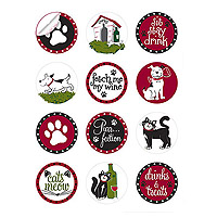 Pet Party Wine Glass Stick'ems Wine Tags