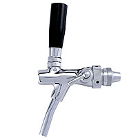 Creamer Beer Faucet with Stainless Steel Lever - Black Plastic, Chrome