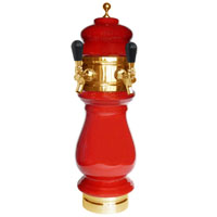 Silva Ceramic Double Faucet Draft Beer Tower - Red with Gold Accents