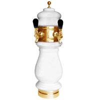 Silva Ceramic Double Faucet Draft Beer Tower - White with Gold Accents