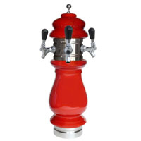 Silva Ceramic Triple Faucet Draft Beer Tower - Red with Chrome Accents