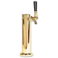 Polished Brass 1-Faucet Draft Beer Tower - 2-1/2 Inch Column