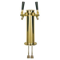 PVD Brass Air Cooled Dual Faucet Draft Beer Tower - 3-Inch Column