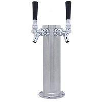 BrushedStainless Steel Dual Faucet Draft Beer Tower - 3-Inch Diameter Column