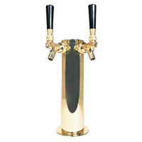 PVD Brass Glycol Cooled Dual Faucet Draft Beer Tower with 3-Inch Diameter Column